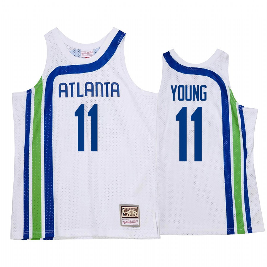 Trae Young 11 Atlanta Hawks HWC Throwback Basketball Jersey White - JS276 