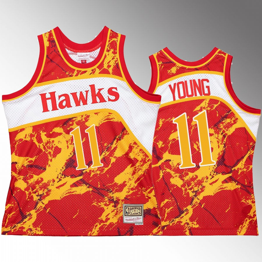 Trae Young 11 Atlanta Hawks Marble Swingman Red Hardwood Classics Basketball Jersey - JS875 