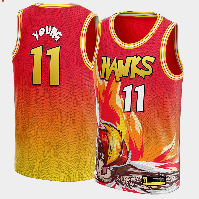 Trae Young 11 NBA Pokemon Atlanta Hawks Red Basketball Jersey Cartoon - JS282 