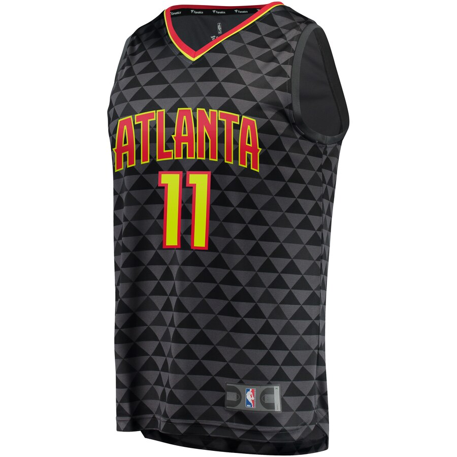 Alternative view of Trae Young Atlanta Hawks Fanatics Branded Fast Break Replica Basketball Jersey Black - Icon Edition