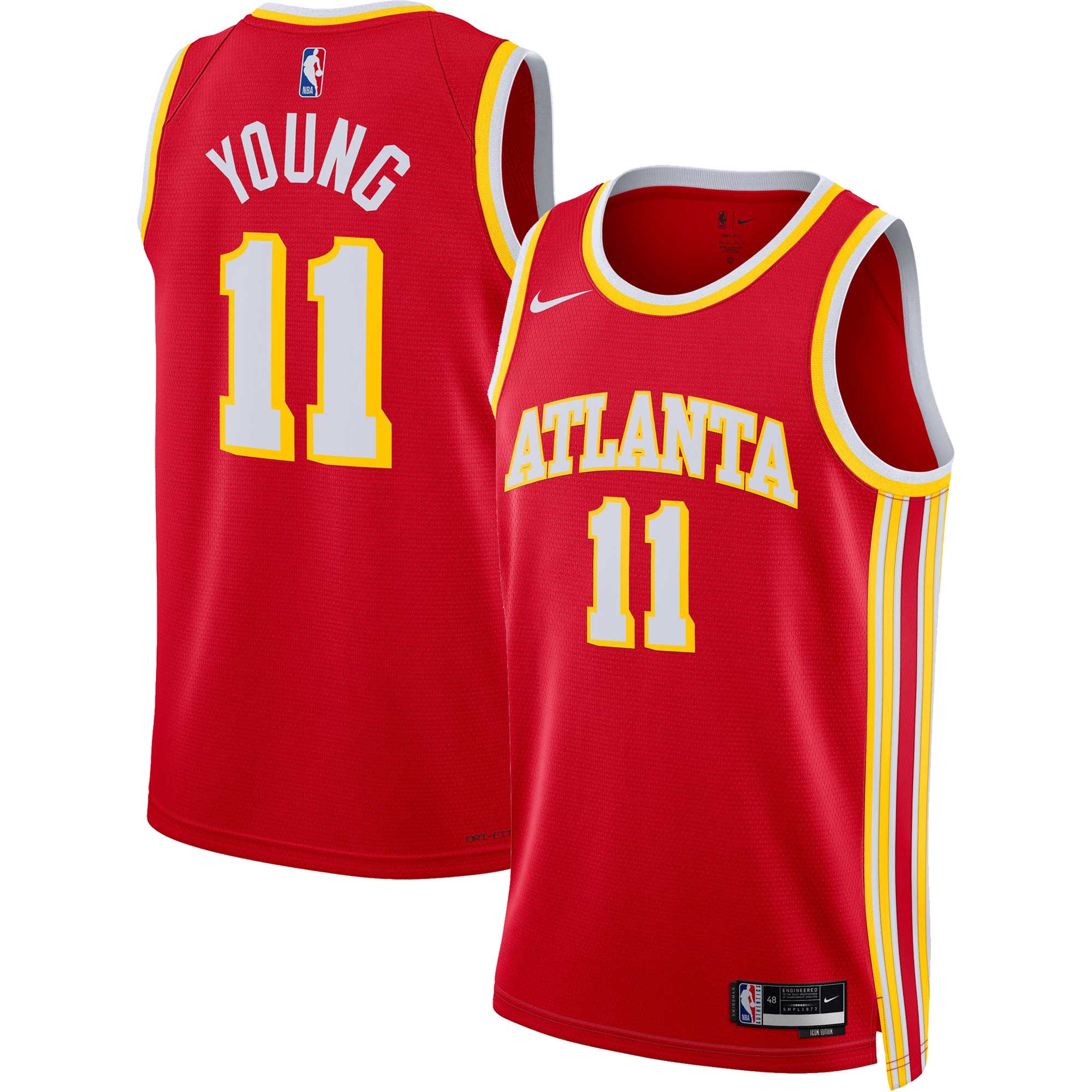 Alternative view of Trae Young Atlanta Hawks Unisex Swingman Basketball Jersey – Icon Edition – Red