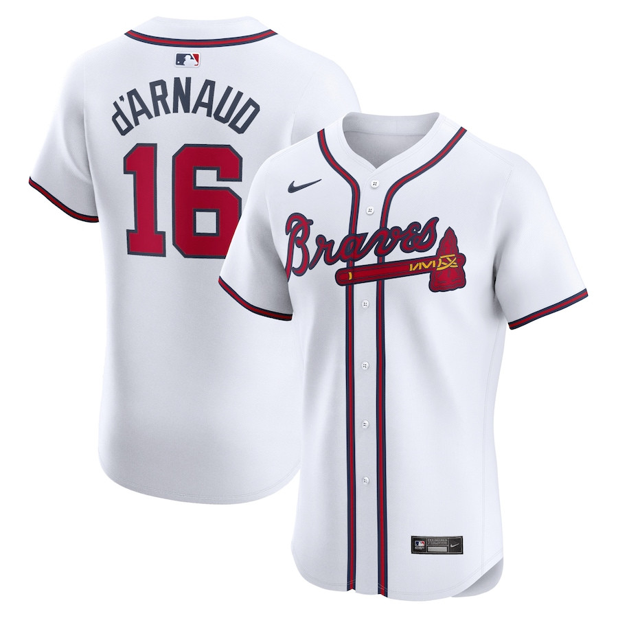 Travis d'Arnaud 16 Atlanta Braves Home Elite Player Men Baseball Jersey - White - JS290