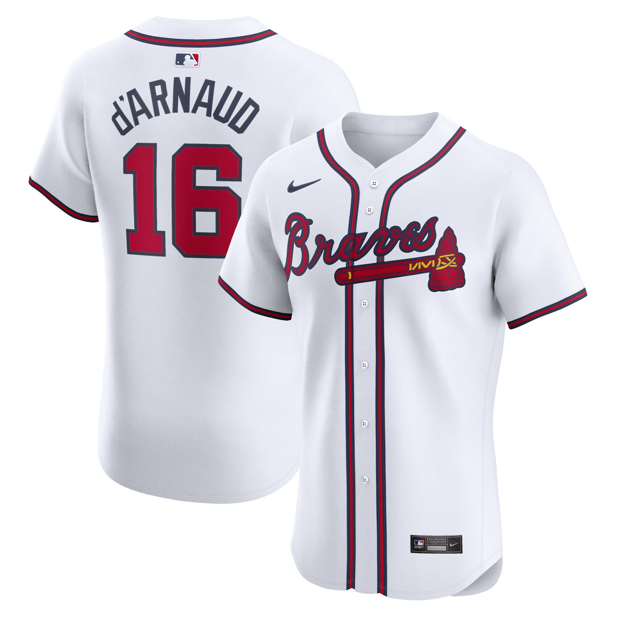 Travis D'arnaud Atlanta Braves Home Elite Player Baseball Jersey - White
