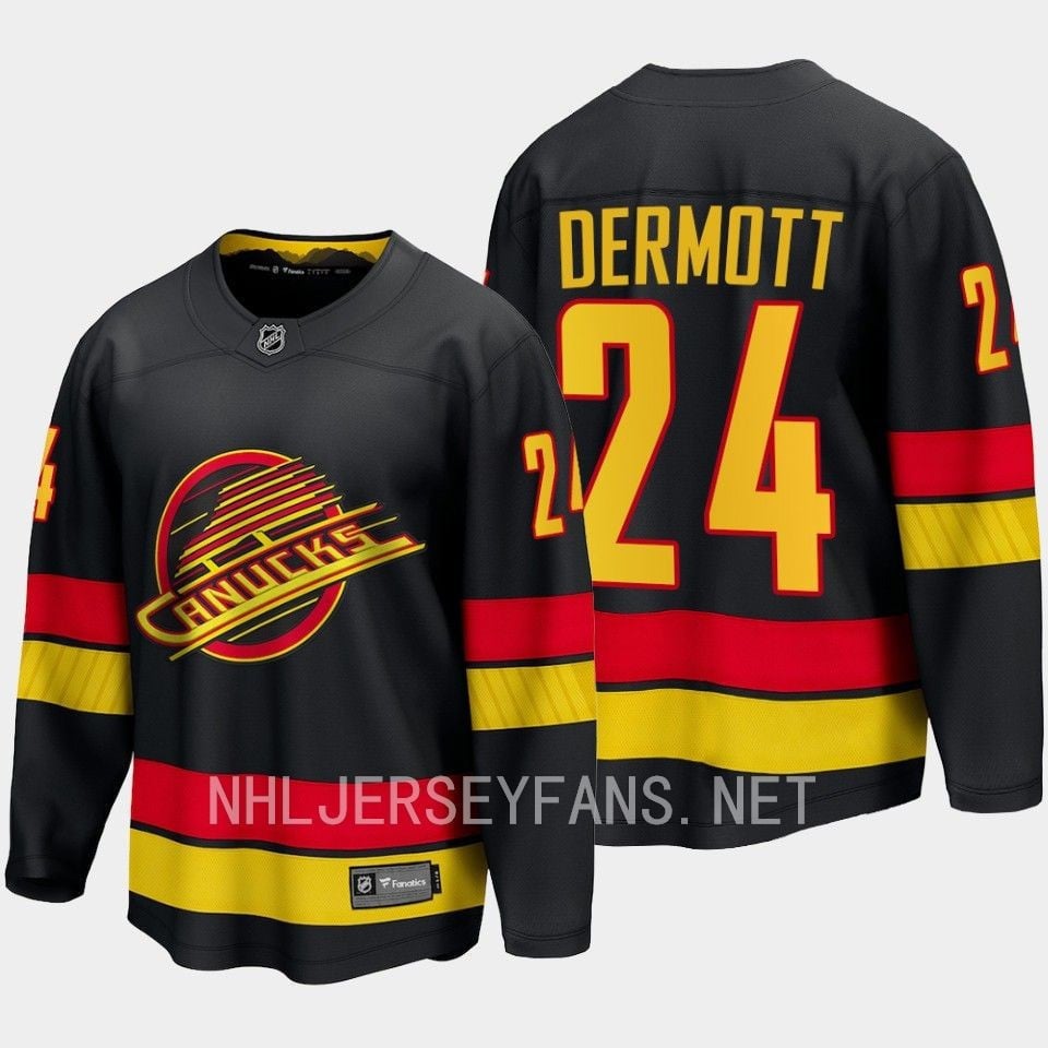 Travis Dermott 24 Vancouver Canucks 2023-24 Alternate Hockey Jersey Breakaway Black - JS832 