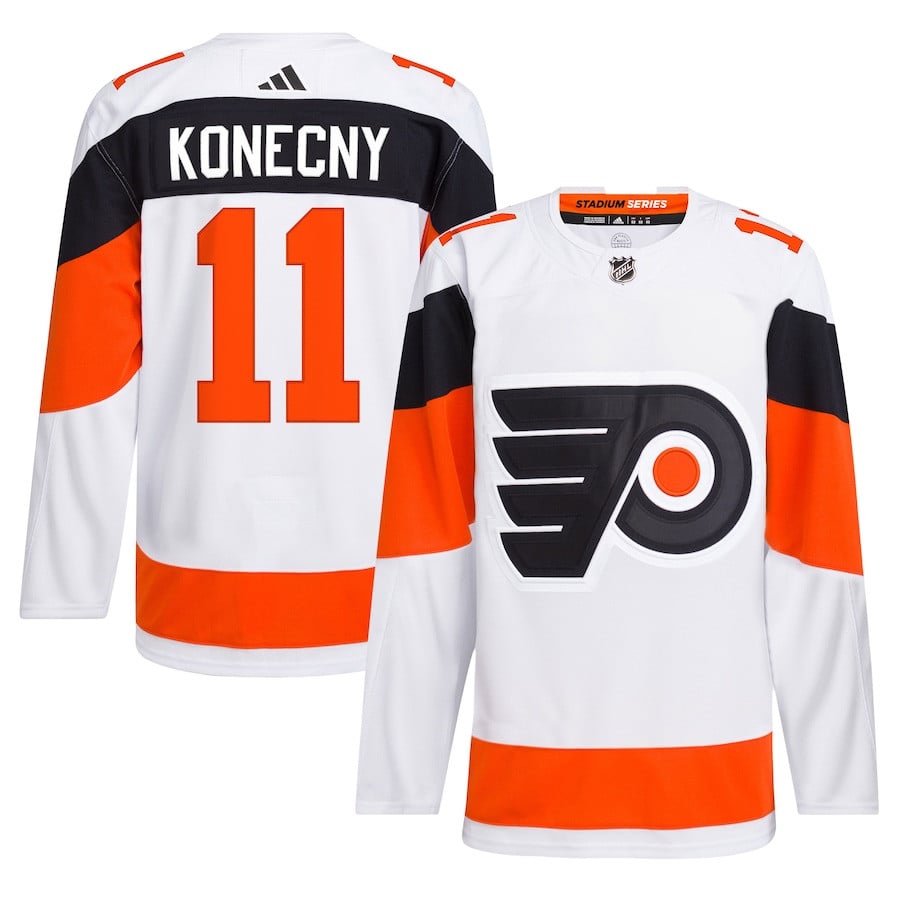 Travis Konecny 11 Philadelphia Flyers 2024 Stadium Series Primegreen Men Hockey Jersey - White - JS707 