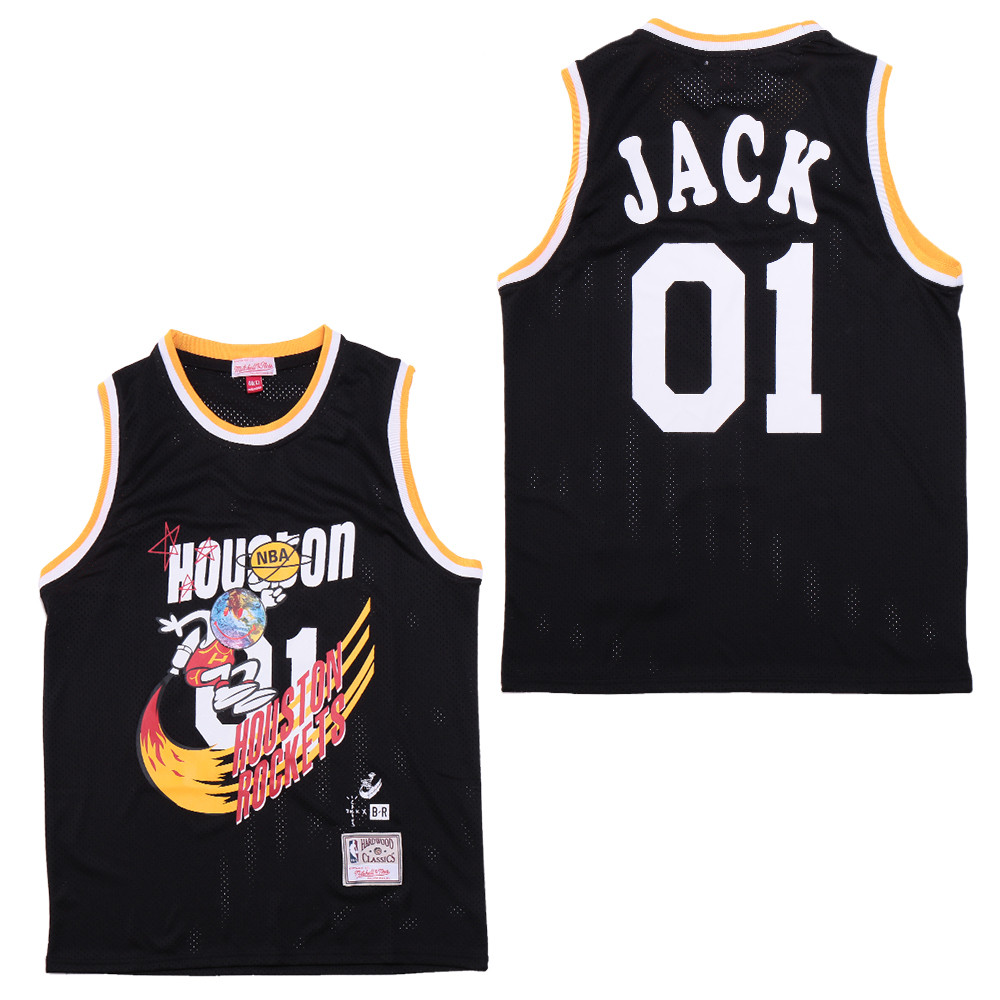 Travis Scott x BR x Houston Rockets Retro Basketball Jersey- Black - JS406 