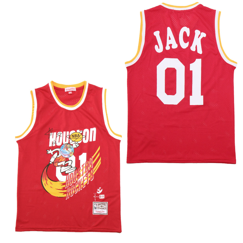 Travis Scott x BR x Houston Rockets Retro Basketball Jersey- Red - JS919 