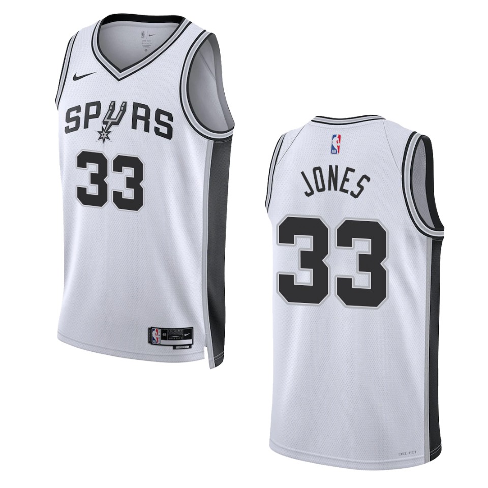 Tre Jones Association Edition San Antonio Spurs 2022-23 White Swingman Basketball Jersey