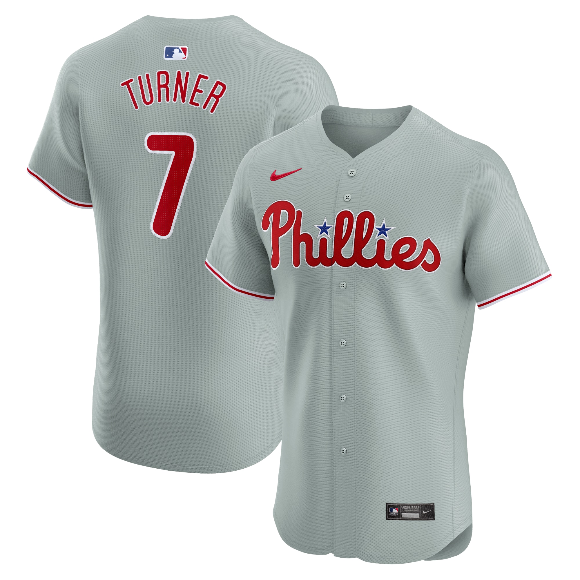 Trea Turner Philadelphia Phillies Road Elite Player Baseball Jersey - Gray