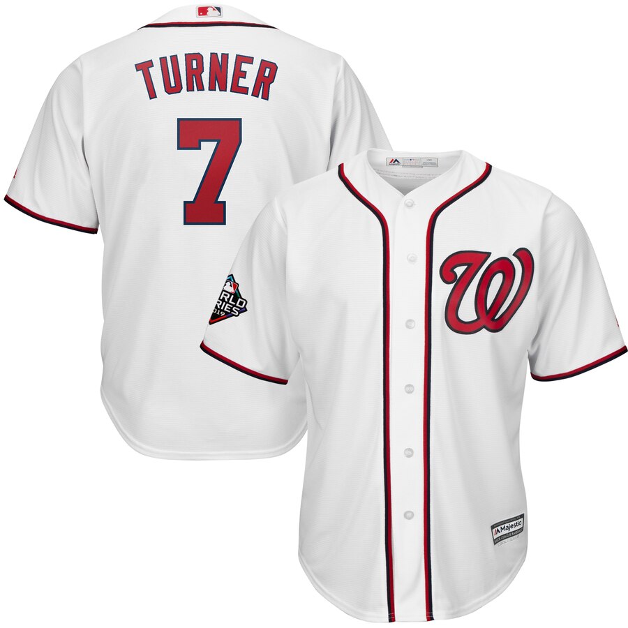 Trea Turner Washington Nationals Majestic 2019 World Series Bound Official Cool Base Player Baseball Jersey – White