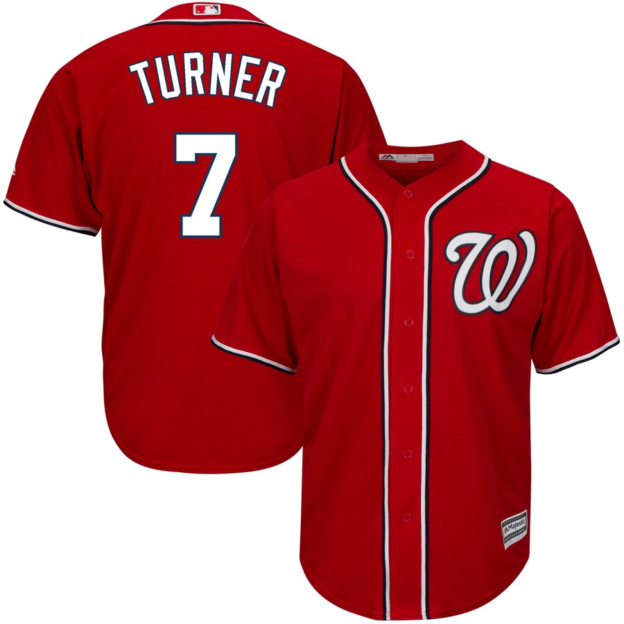 Trea Turner Washington Nationals Majestic Big And Tall Alternate Cool Base Replica Player Baseball Jersey - Scarlet