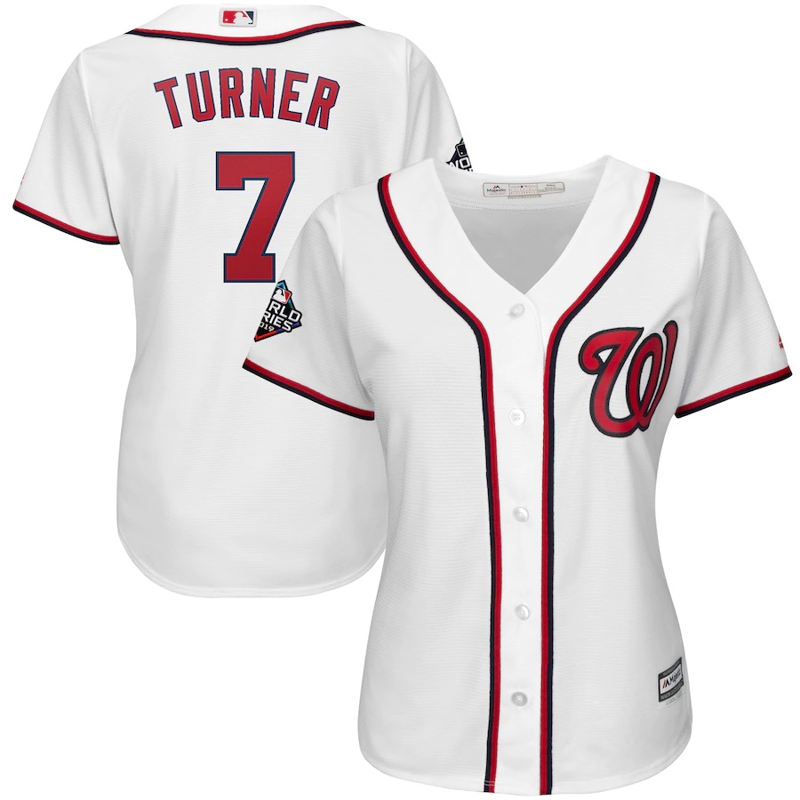 Trea Turner Washington Nationals Majestic Women's 2019 World Series Bound Official Cool Base Player Baseball Jersey - White