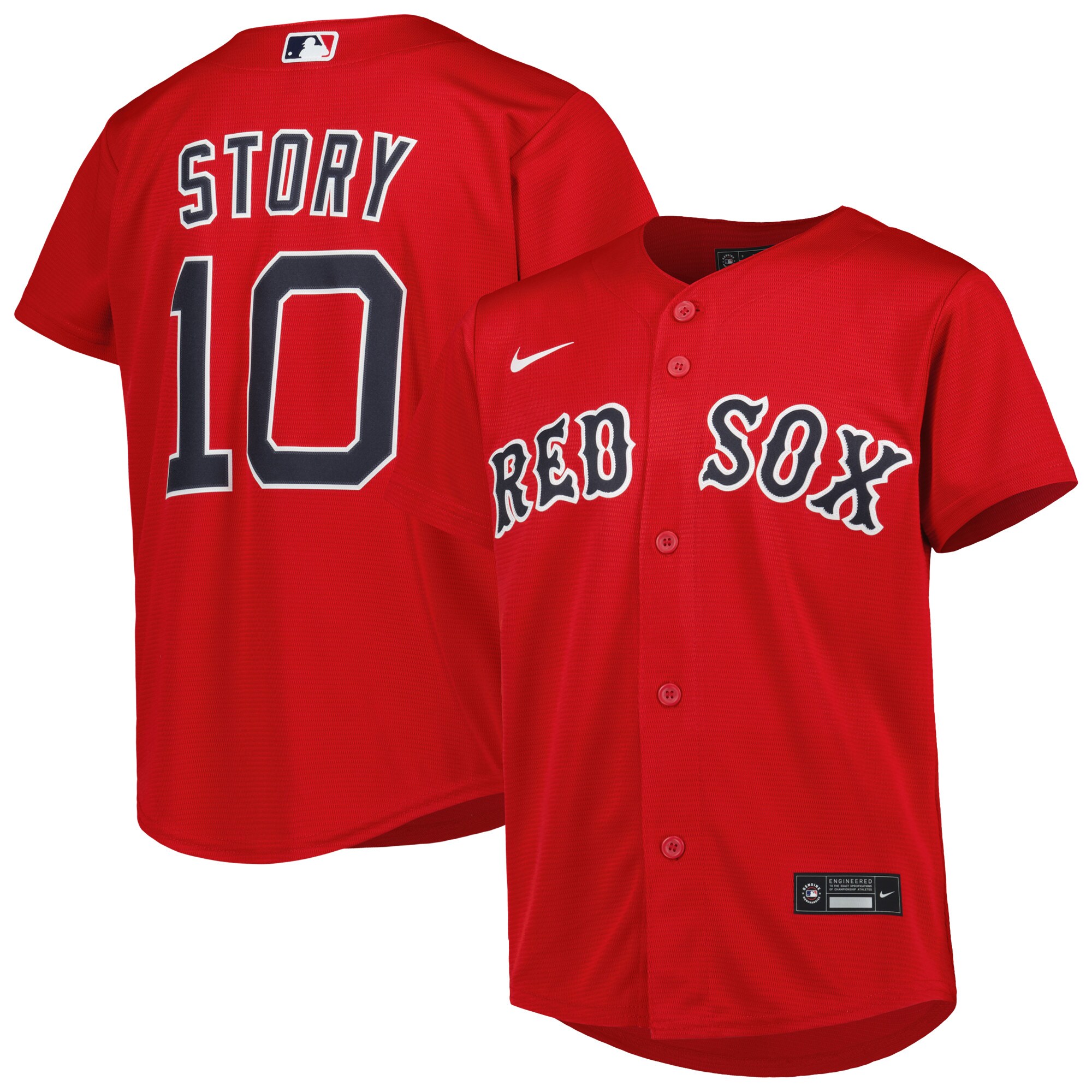 Alternative view of Trevor Story Boston Red Sox Youth Alternate Replica Player Baseball Jersey – Red