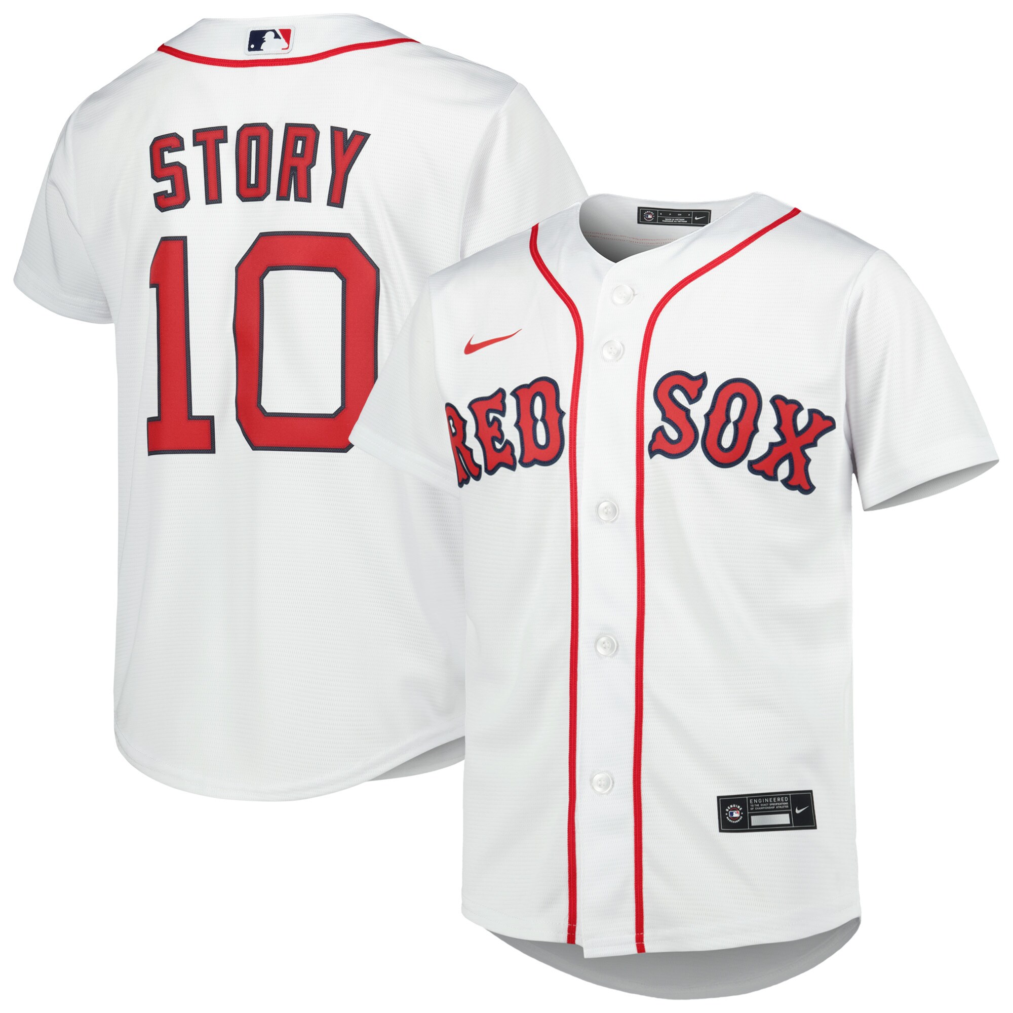 Alternative view of Trevor Story Boston Red Sox Youth Alternate Replica Player Baseball Jersey – White