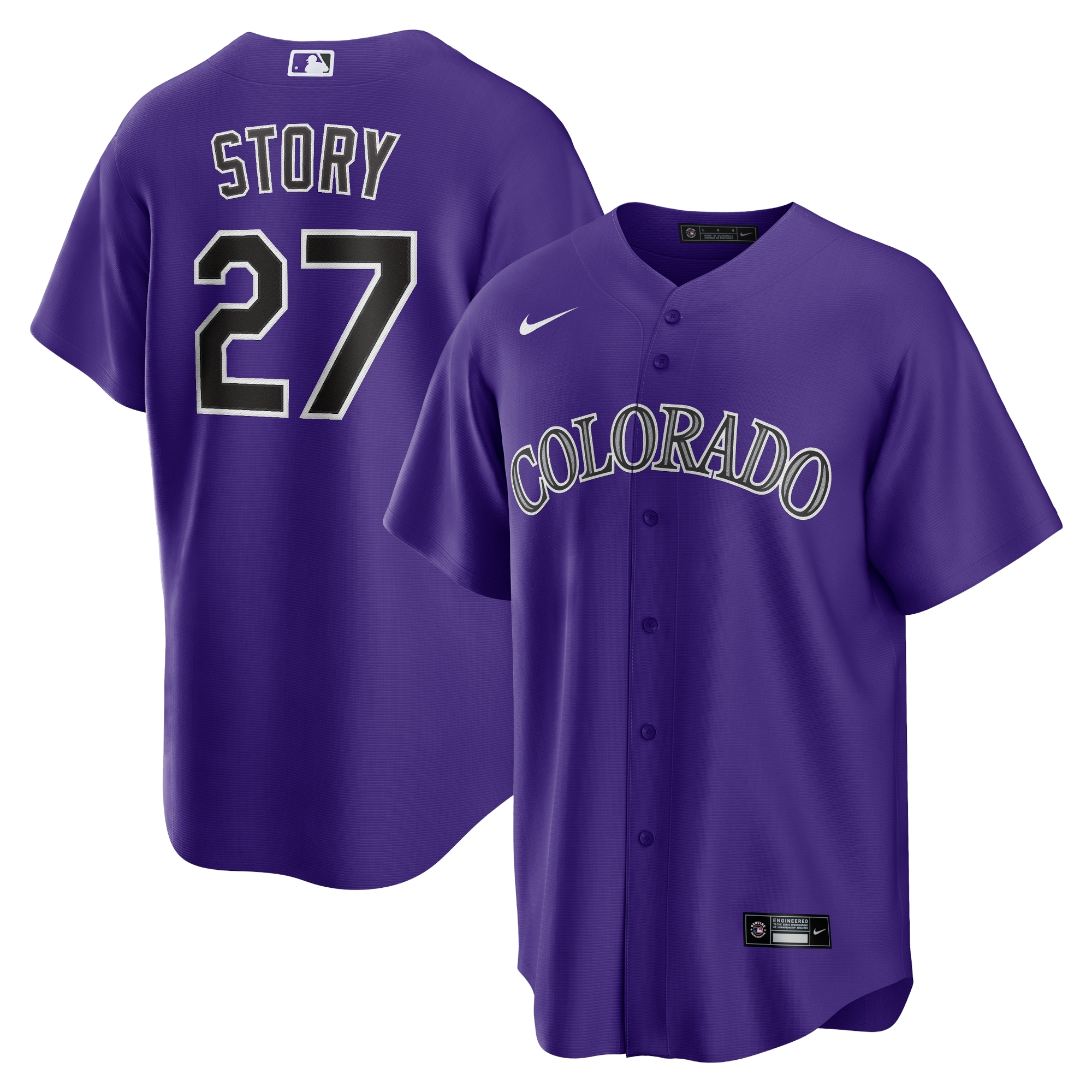 Trevor Story Colorado Rockies Alternate Replica Player Name Baseball Jersey - Purple