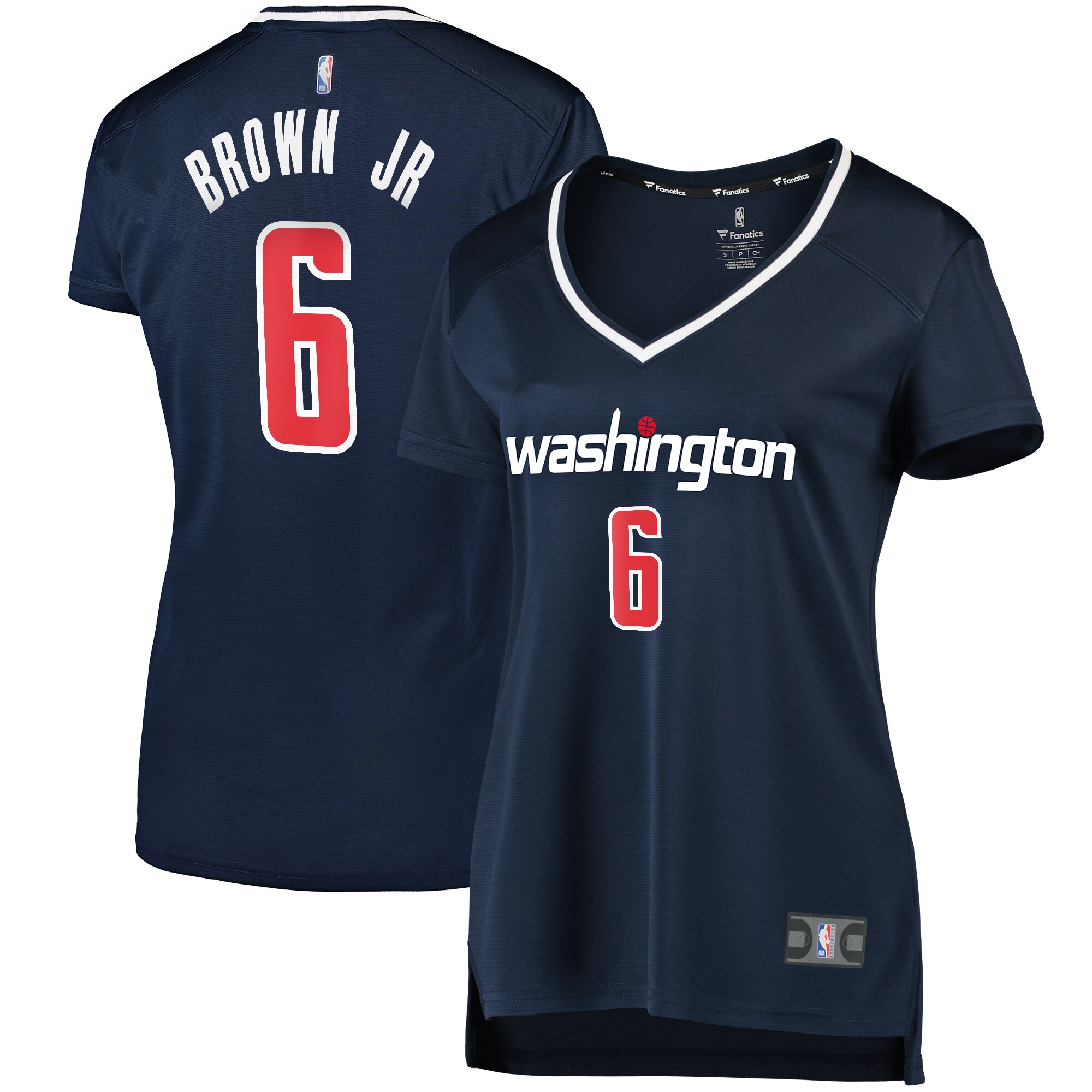 Alternative view of Troy Brown Jr. Washington Wizards Fanatics Branded Women's Fast Break Player Basketball Jersey - Statement Edition - Navy