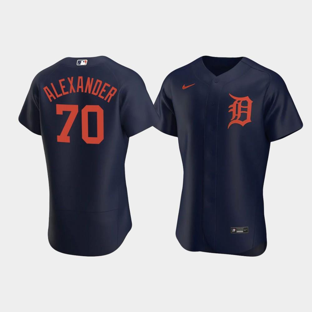 Tyler Alexander 70 Detroit Tigers Navy Alternate Baseball Jersey Baseball Jersey