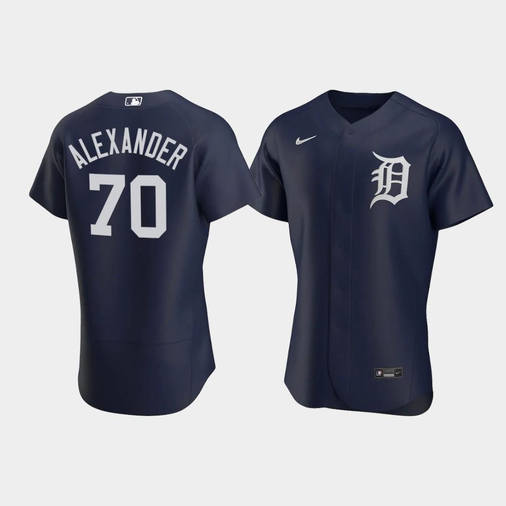 Tyler Alexander 70 Detroit Tigers Team Logo Navy Alternate Baseball Jersey Baseball Jersey