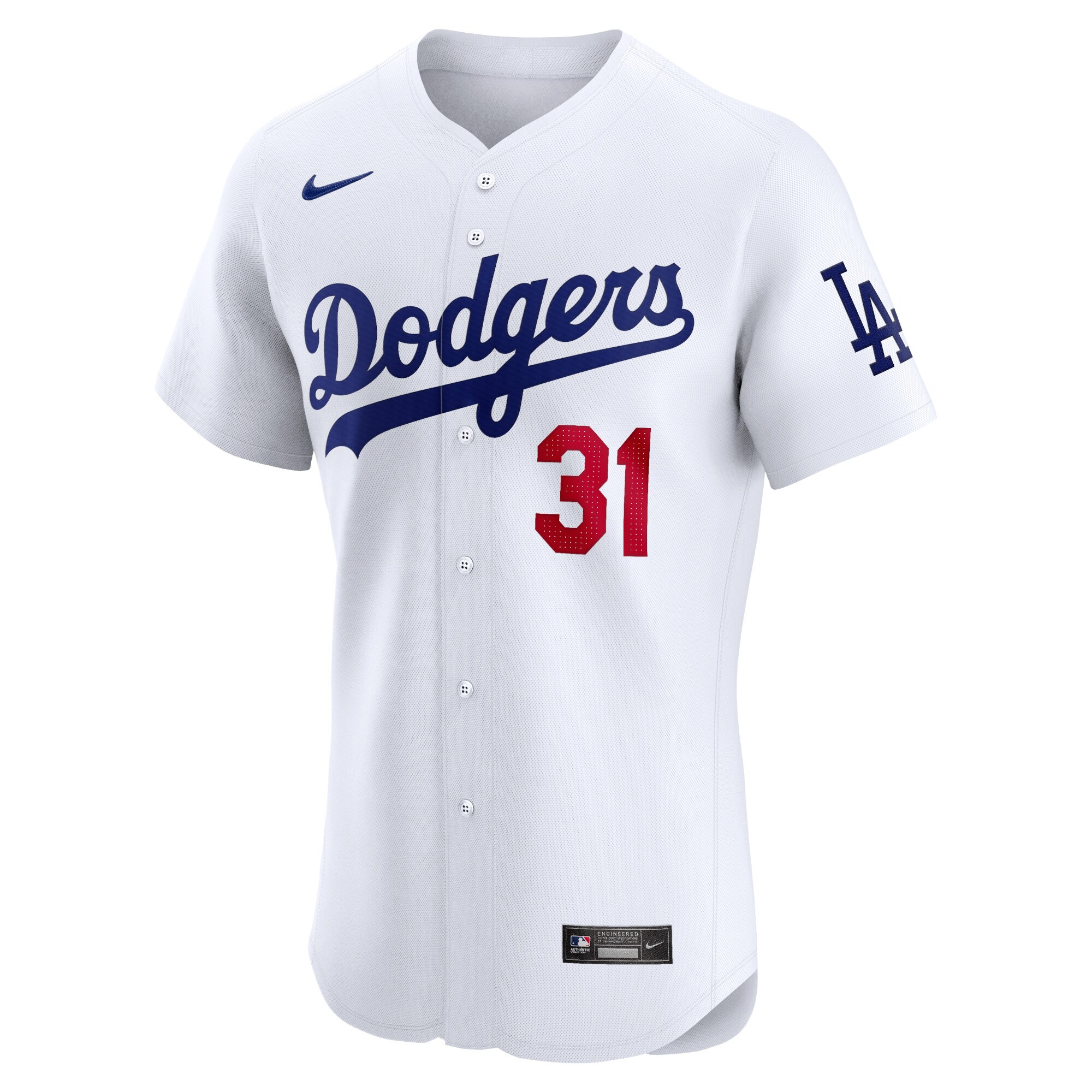 Alternative view of Tyler Glasnow Los Angeles Dodgers Home Elite Player Baseball Jersey - White