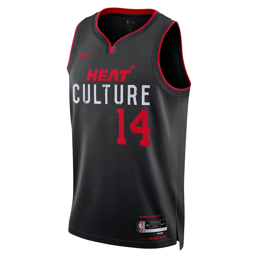 Alternative view of Tyler Herro 14 Miami Heat 2023/24 City Edition Swingman Basketball Jersey - Black - JS160 