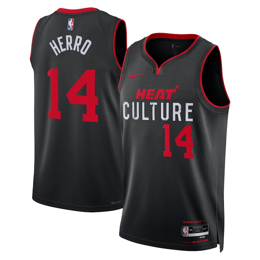 Tyler Herro 14 Miami Heat 2023/24 City Edition Swingman Basketball Jersey - Black - JS160 