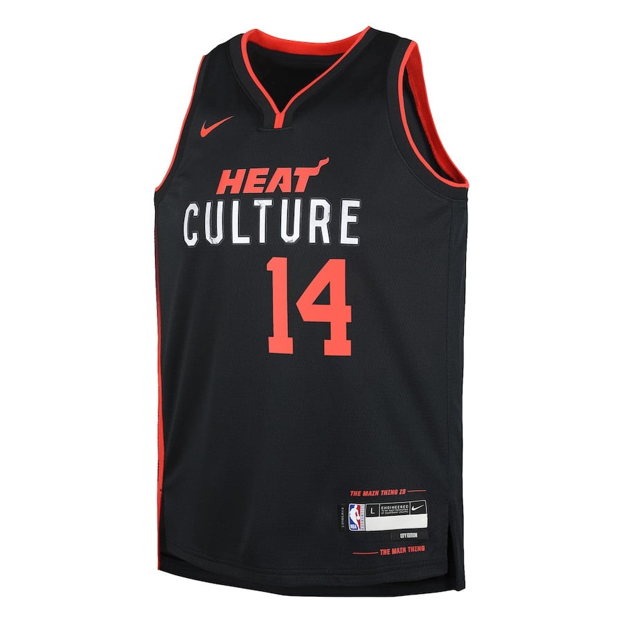 Alternative view of Tyler Herro 14 Miami Heat 2023/24 City Edition Swingman YOUTH Basketball Jersey - Black - JS705 