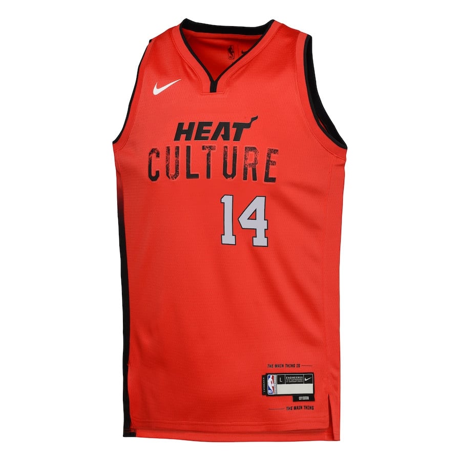 Alternative view of Tyler Herro 14 Miami Heat 2024/25 Swingman Player YOUTH Basketball Jersey - City Edition - Red - JS470 