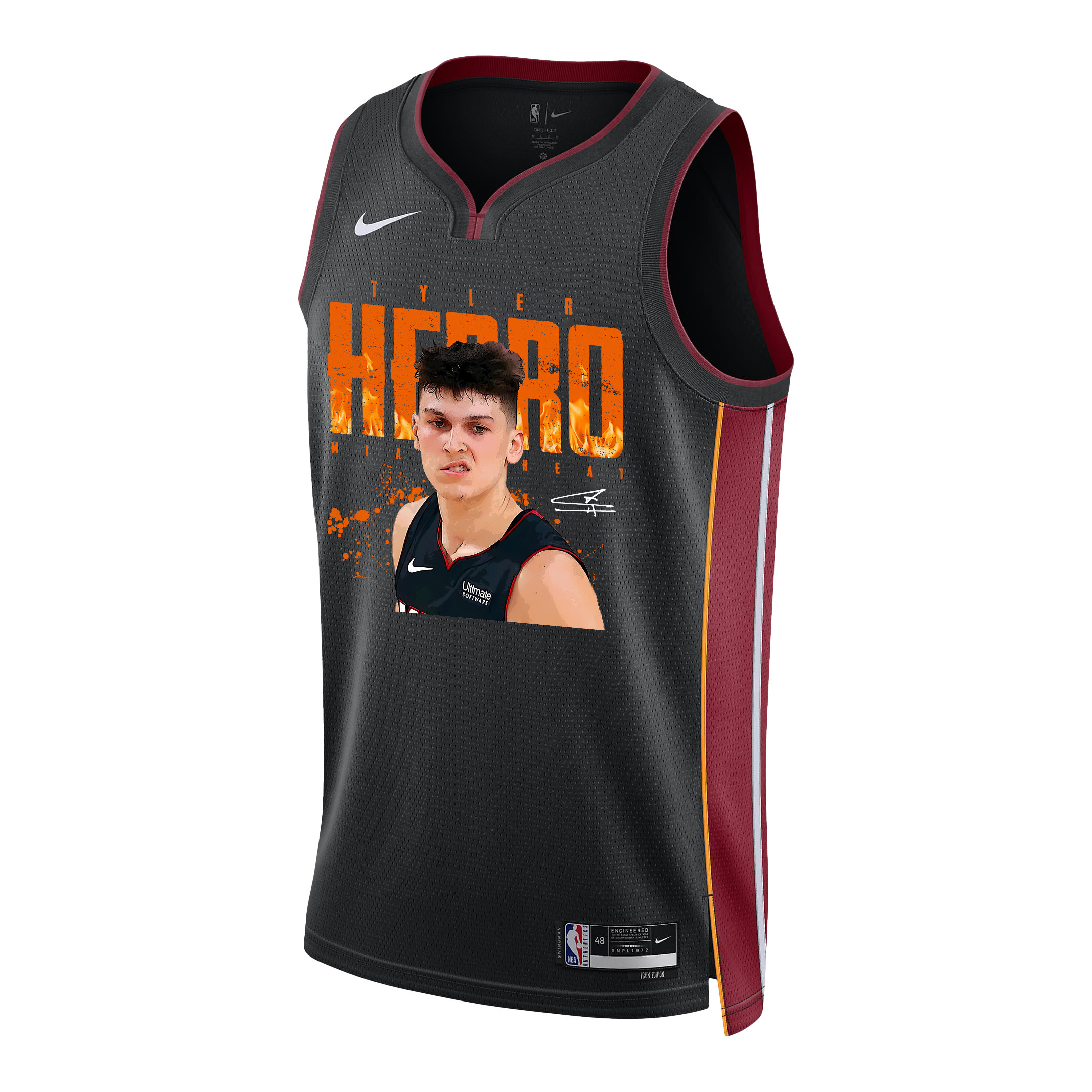 Alternative view of Tyler Herro 14 Miami Heat Emerging Shooting Star 2023 NBA Champions Swingman Basketball Jersey - Black - JS954 
