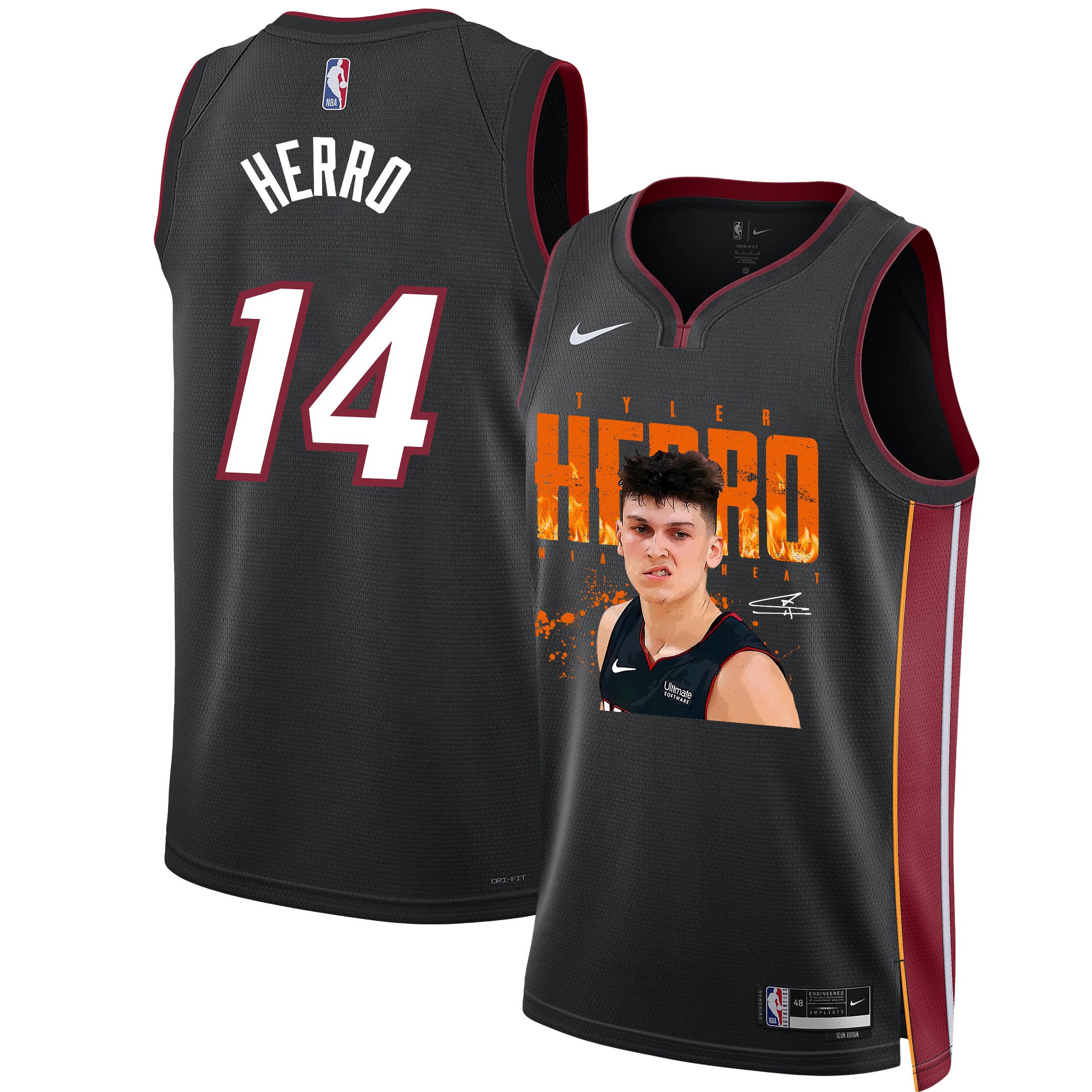 Tyler Herro 14 Miami Heat Emerging Shooting Star 2023 NBA Champions Swingman Basketball Jersey - Black - JS954 