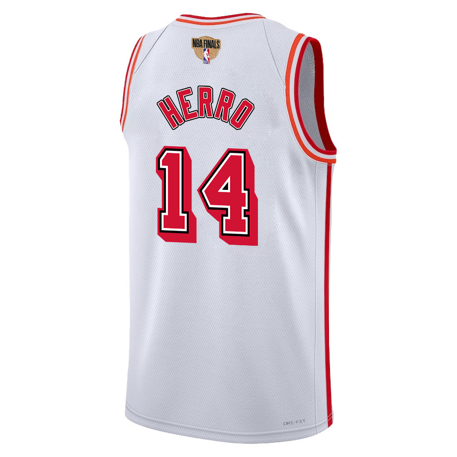 Alternative view of Tyler Herro 14 Miami Heat Final Champions 2023 Swingman Basketball Jersey - Classic Edition - White - JS354 