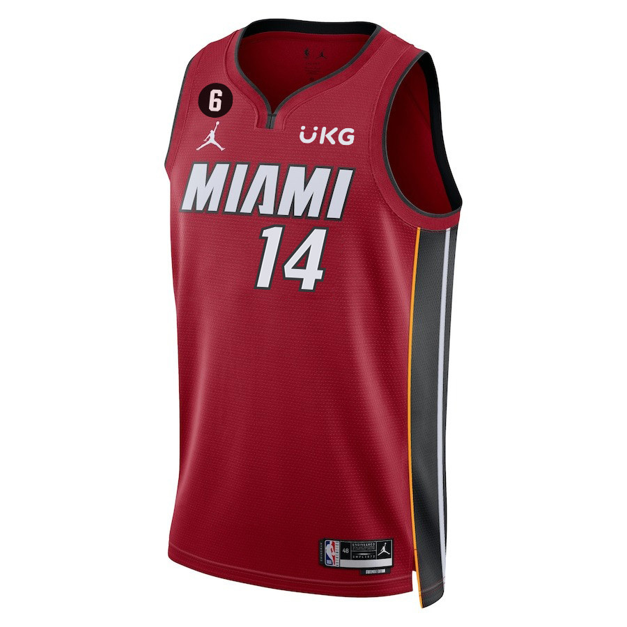 Alternative view of Tyler Herro 14 Miami Heat Final Champions 2023 Swingman Basketball Jersey - Red - JS661 
