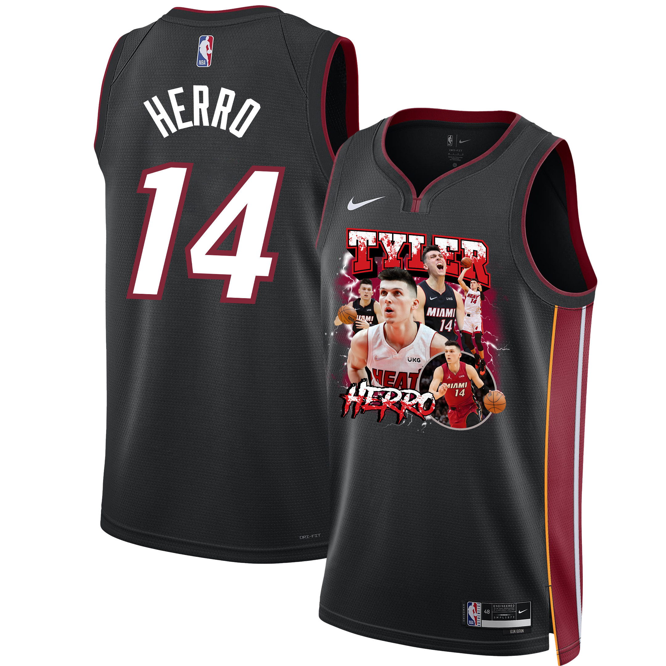 Tyler Herro 14 Miami Heat Scorching Success 2023 Champions Swingman Basketball Jersey - Black - JS698 