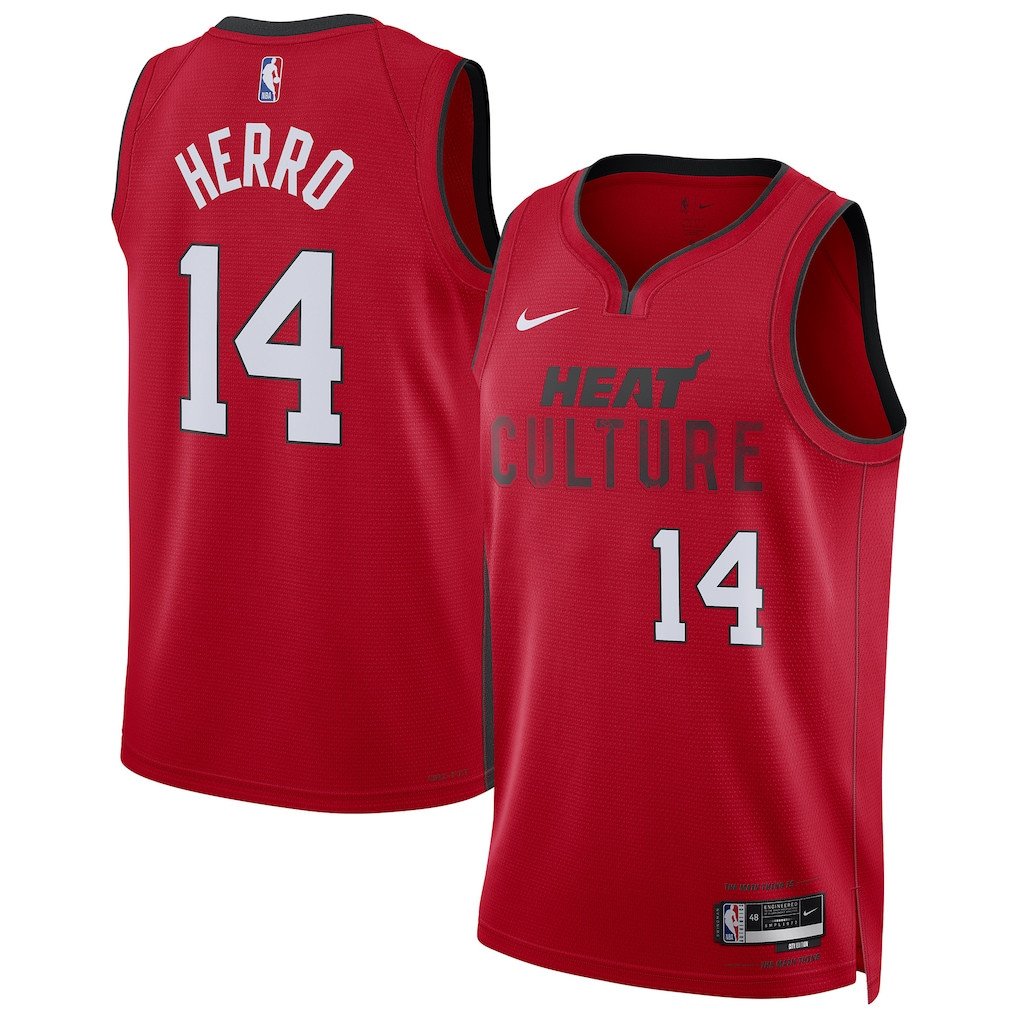 Tyler Herro 14 Miami Heat Unisex 2024/25 Swingman Player Basketball Jersey - City Edition - Red - JS729 