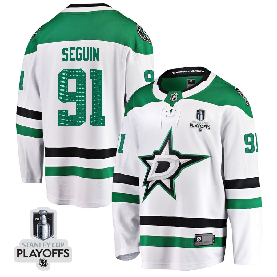 Tyler Seguin 91 Dallas Stars 2024 NHL Playoffs Patch Away Breakaway Hockey Jersey - Men - JS127 