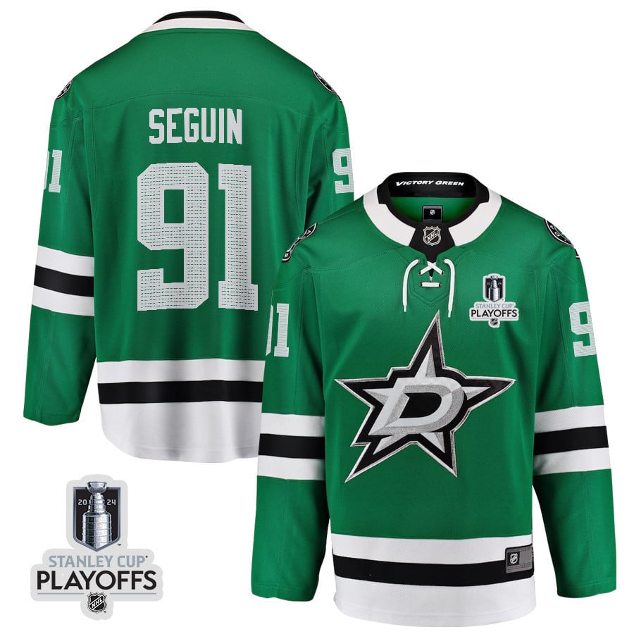 Tyler Seguin 91 Dallas Stars 2024 NHL Playoffs Patch Home Hockey Jersey - Men, Green - JS447 