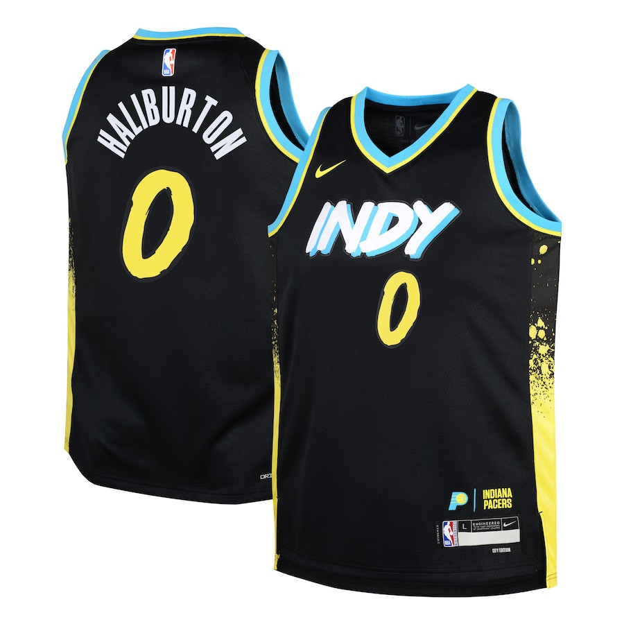 Tyrese Haliburton 0 Indiana Pacers 2023/24 City Edition Swingman YOUTH Basketball Jersey - Black - JS154 