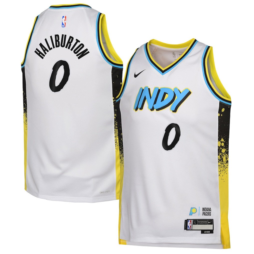Tyrese Haliburton 0 Indiana Pacers 2024/25 Swingman Player YOUTH Basketball Jersey - City Edition - White - JS534 