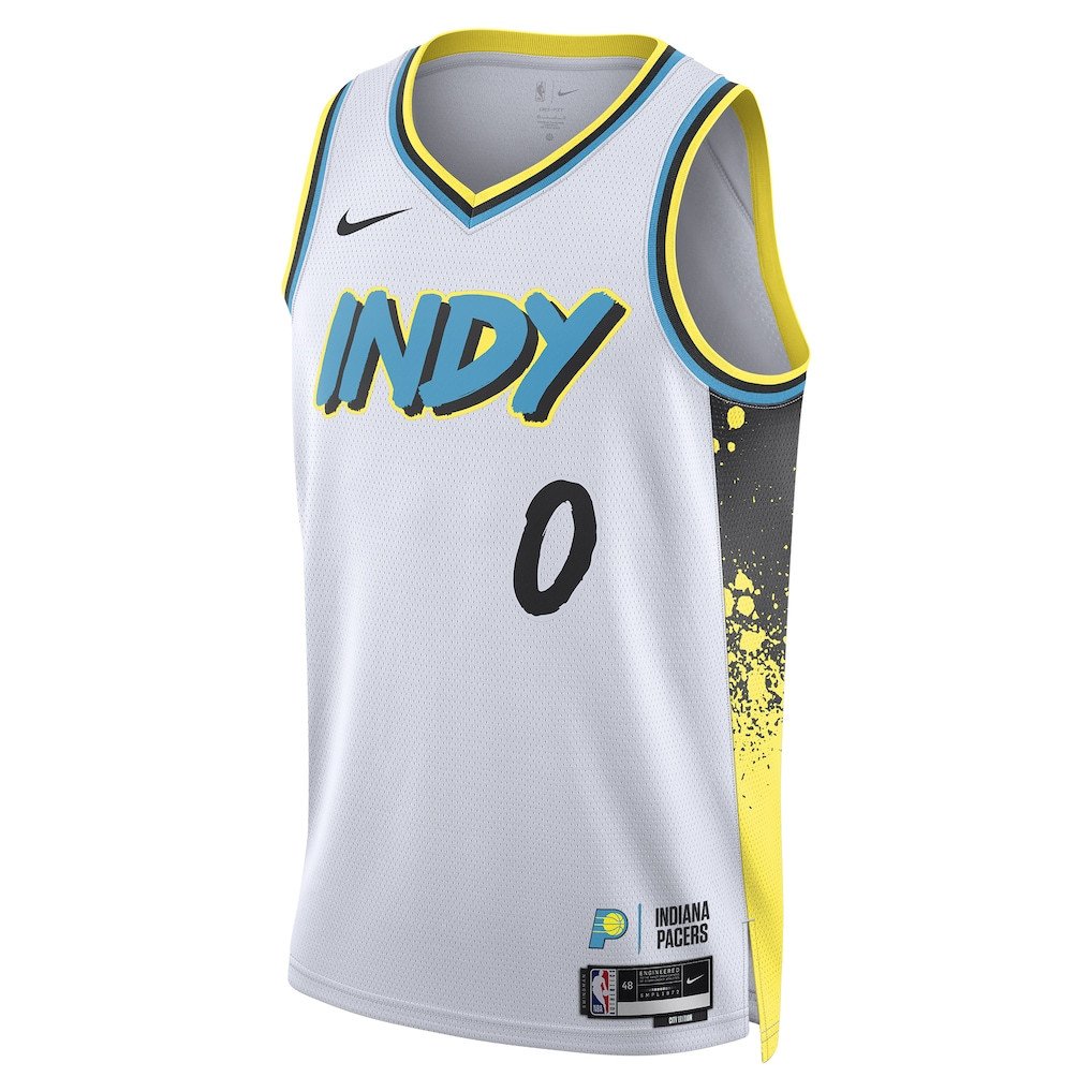 Alternative view of Tyrese Haliburton 0 Indiana Pacers Unisex 2024/25 Swingman Player Basketball Jersey - City Edition - White - JS294 