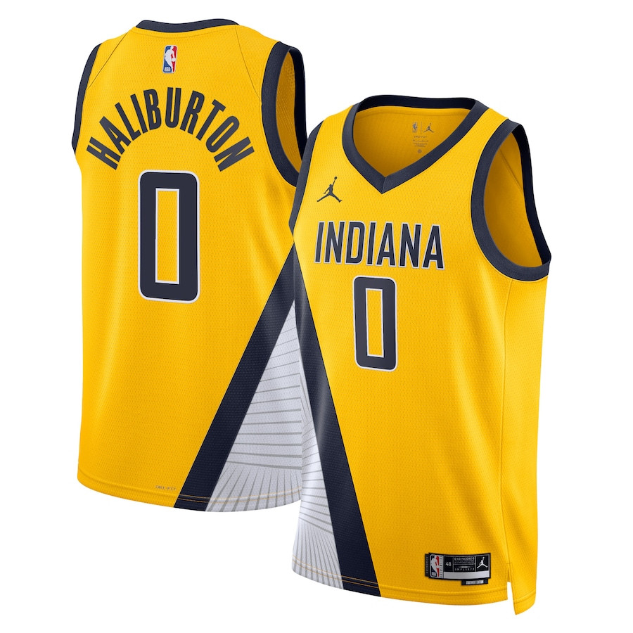 Tyrese Haliburton 0 Indiana Pacers Unisex Swingman Basketball Jersey - Statement Edition - Gold - JS526 