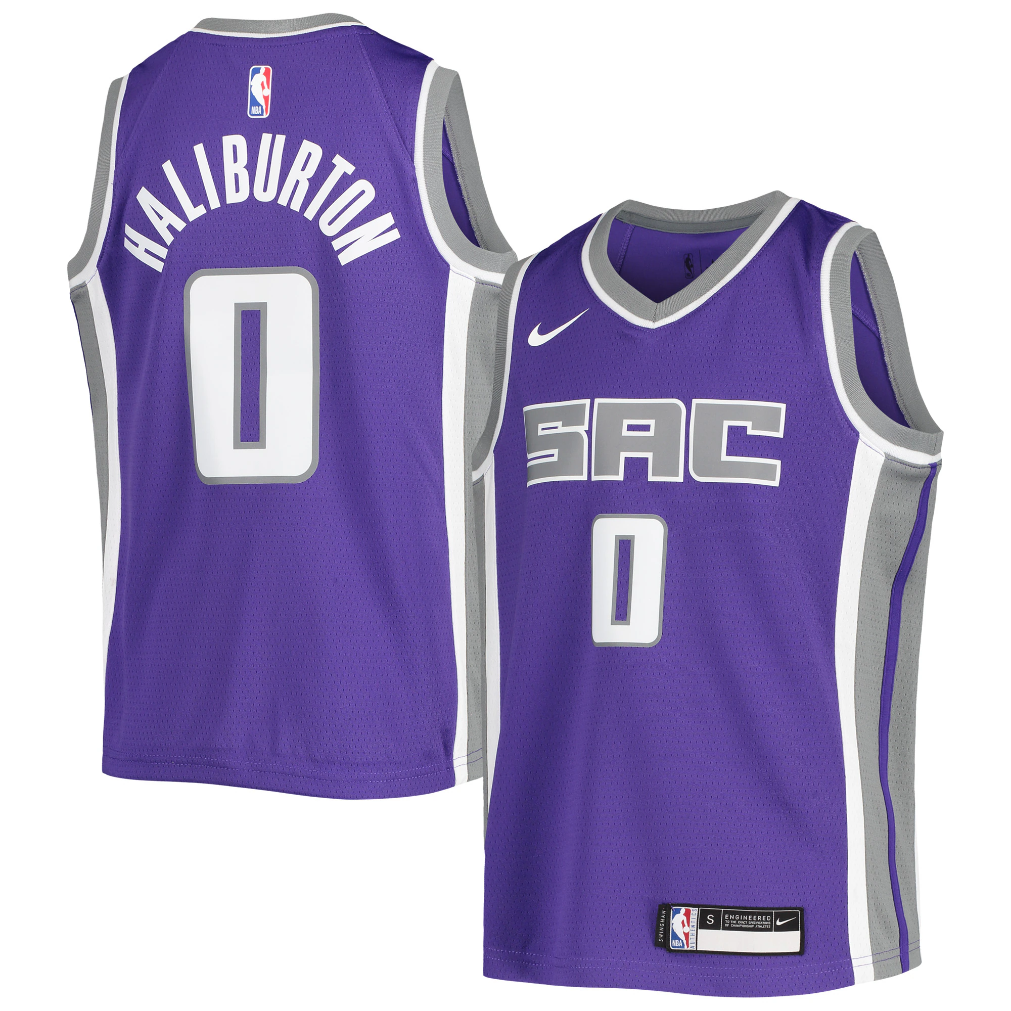 Alternative view of Tyrese Haliburton Sacramento Kings Youth 2020/21 Swingman Basketball Jersey - Purple - Icon Edition