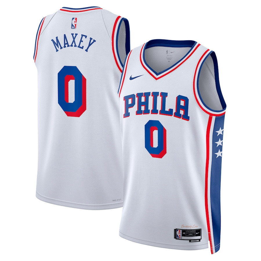 Tyrese Maxey 0 Philadelphia 76ers 2023/24 Swingman Basketball Jersey - Association Edition - White - JS284 