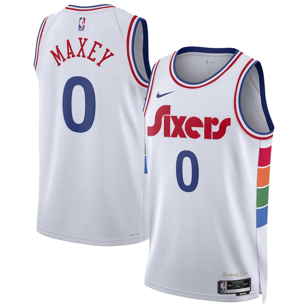 Tyrese Maxey 0 Philadelphia 76ers Unisex 2024/25 Swingman Player Basketball Jersey - City Edition - White - JS116 