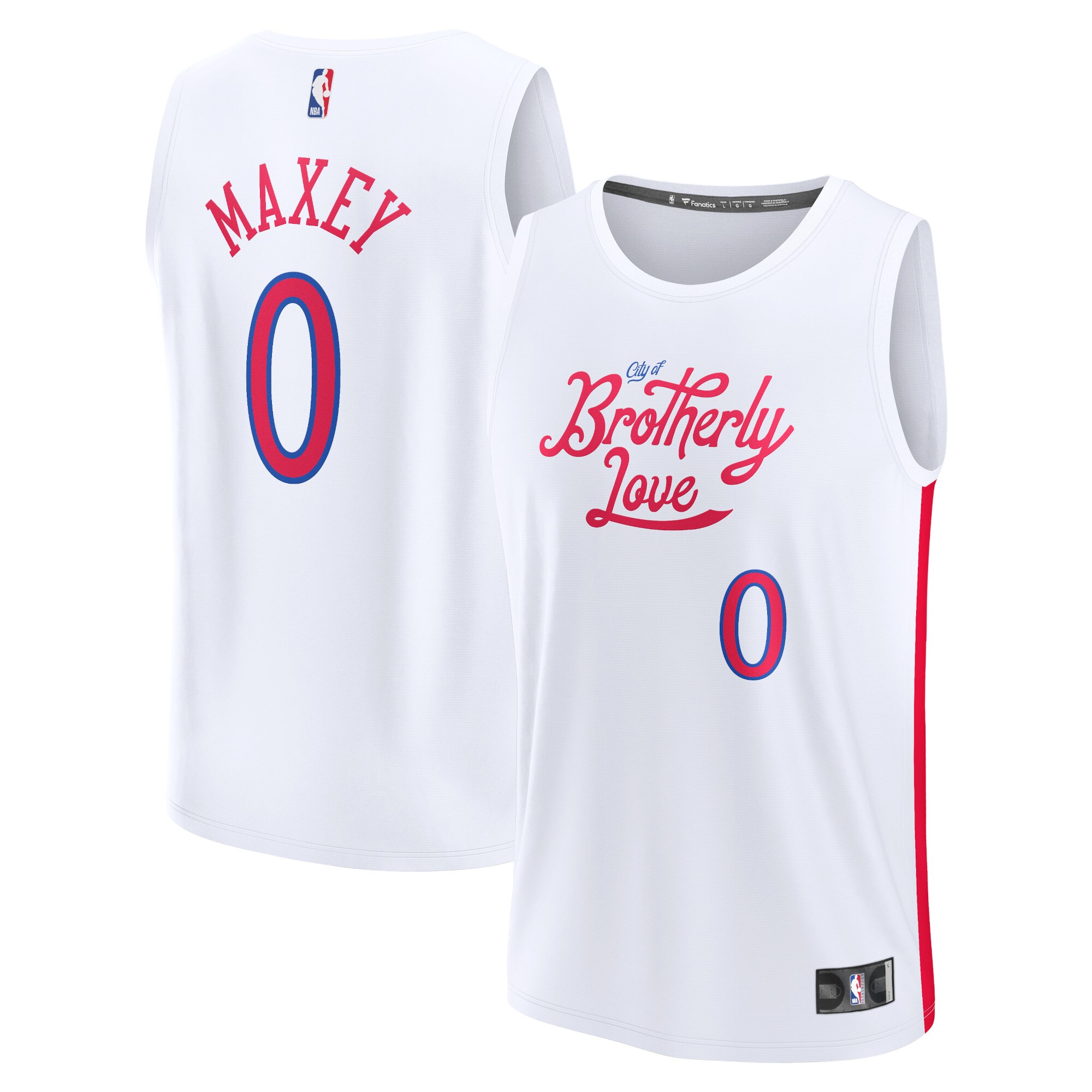 Alternative view of Tyrese Maxey Philadelphia 76ers Fanatics Branded 2022/23 Fastbreak Basketball Jersey - City Edition - White