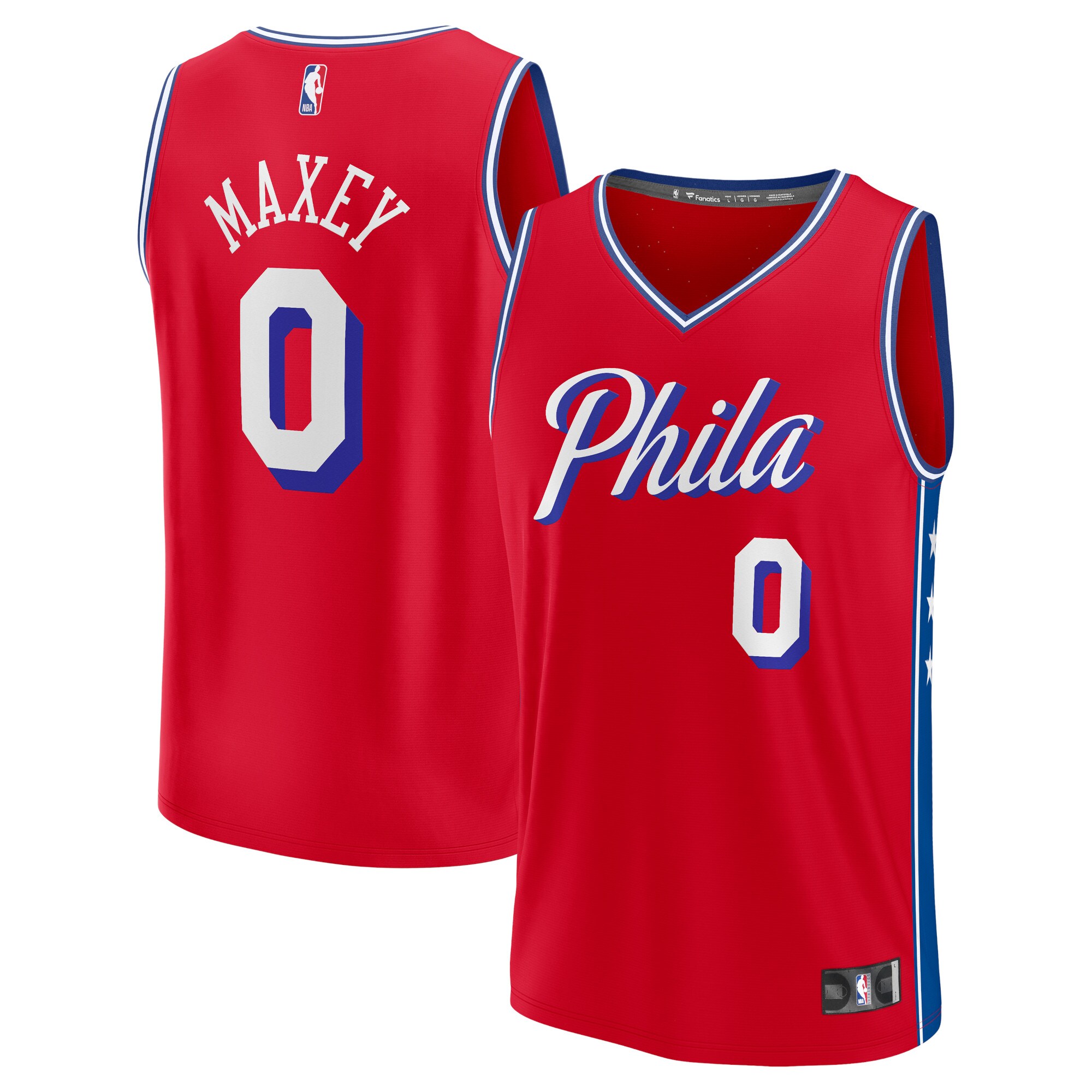 Alternative view of Tyrese Maxey Philadelphia 76ers Fanatics Branded Youth Fast Break Player Basketball Jersey - Statement Edition - Red