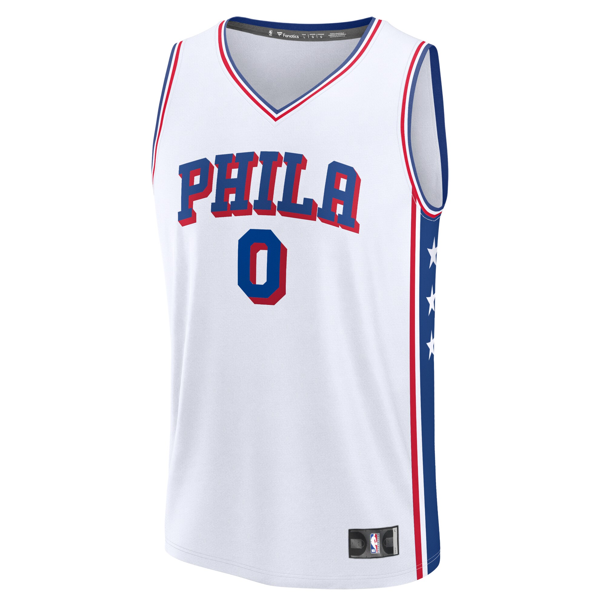 Alternative view of Tyrese Maxey Philadelphia 76ers Fanatics Fast Break Replica Player Basketball Jersey – Association Edition – White