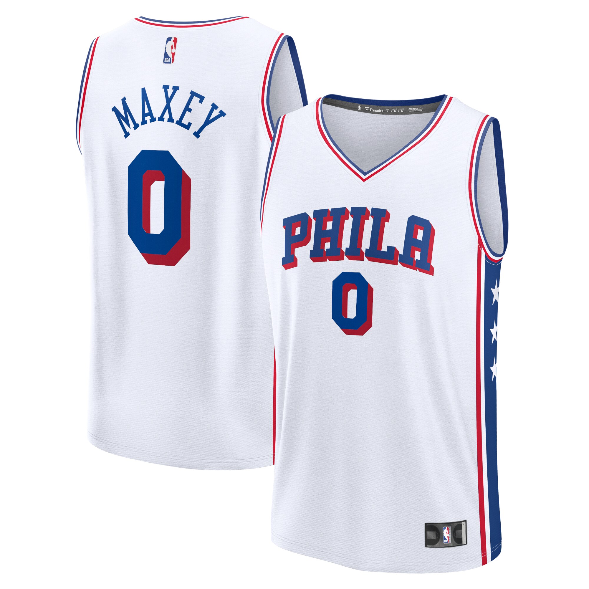 Tyrese Maxey Philadelphia 76ers Fanatics Fast Break Replica Player Basketball Jersey – Association Edition – White