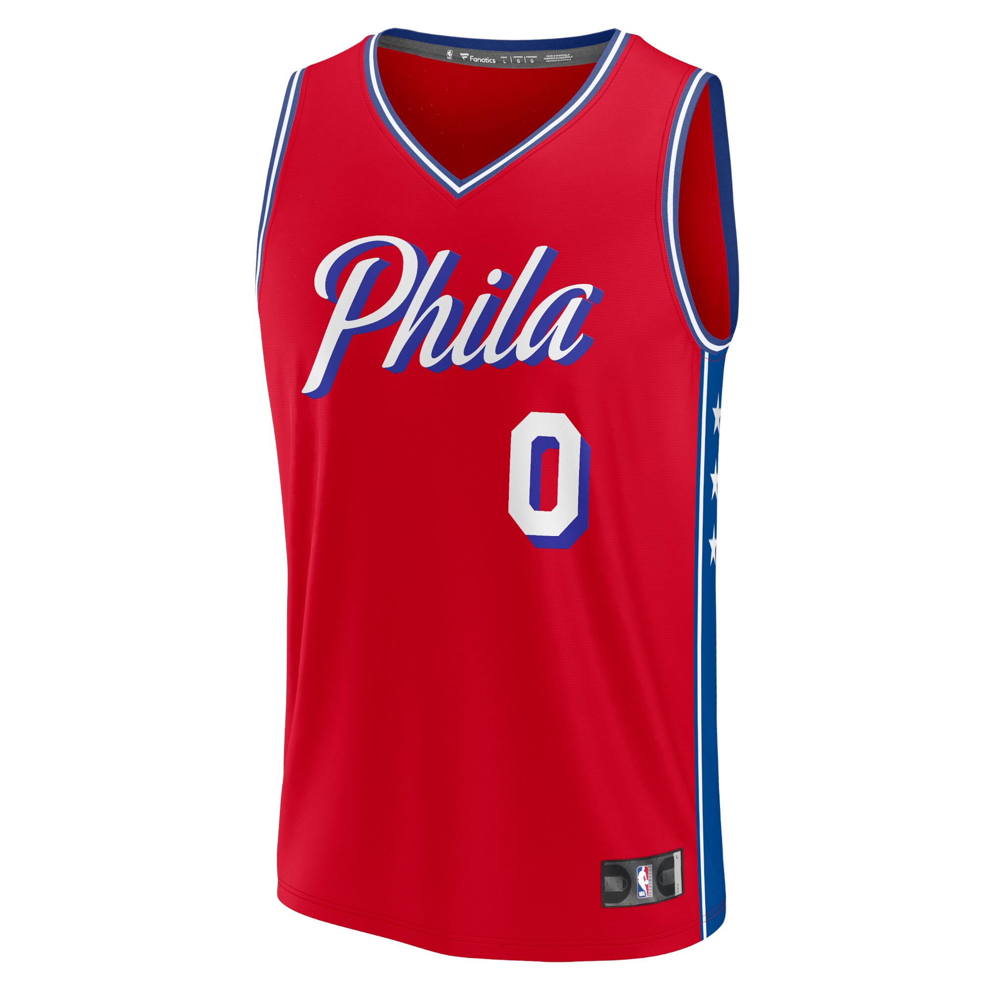Alternative view of Tyrese Maxey Philadelphia 76ers Fanatics Fast Break Replica Player Basketball Jersey – Statement Edition – Red