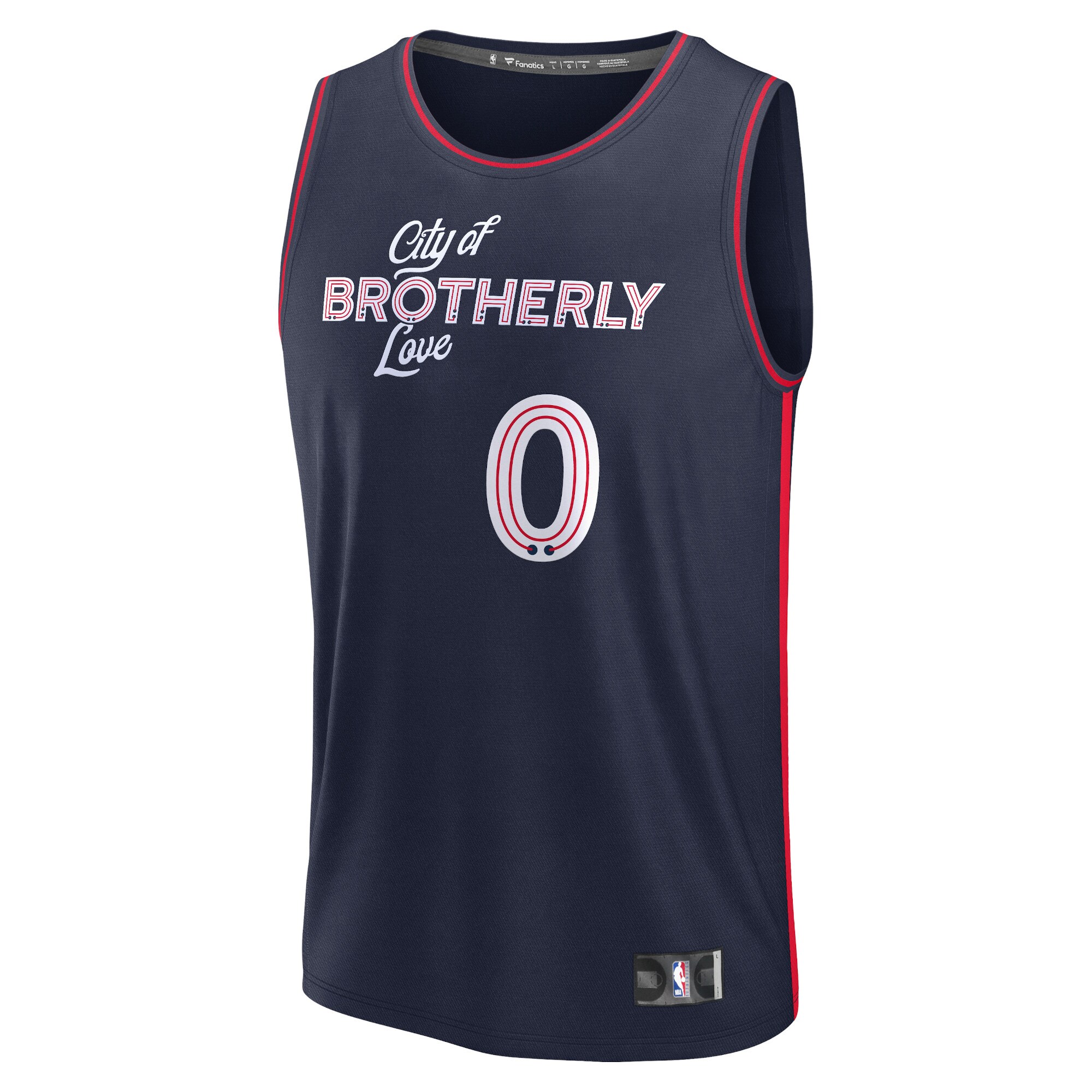 Alternative view of Tyrese Maxey Philadelphia 76ers Fanatics Youth 2023/24 Fast Break Basketball Jersey - Navy - City Edition