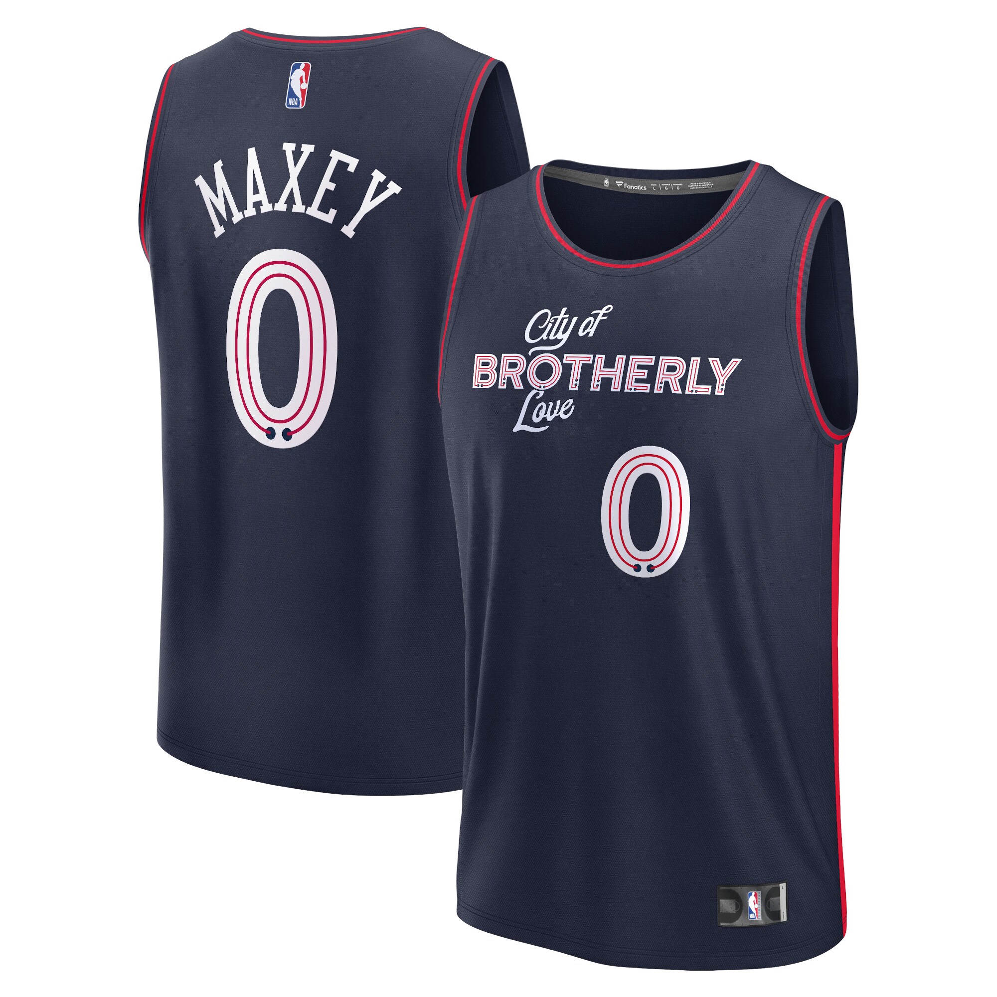 Tyrese Maxey Philadelphia 76ers Fanatics Youth 2023/24 Fast Break Basketball Jersey - Navy - City Edition