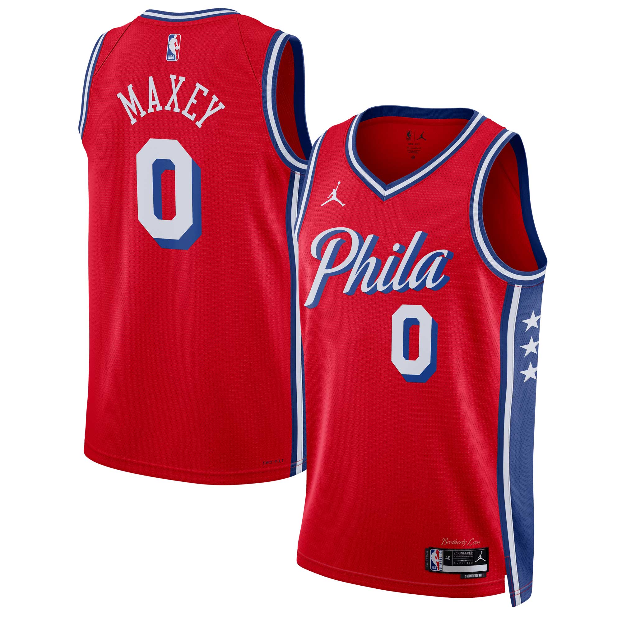 Tyrese Maxey Philadelphia 76ers Jordan Brand Unisex Swingman Basketball Jersey - Statement Edition - Red